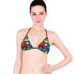 Seamless-pattern-vehicles-cartoon-with-funny-drivers Classic Bikini Top by uniart180623