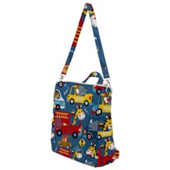 Seamless-pattern-vehicles-cartoon-with-funny-drivers Crossbody Backpack by uniart180623