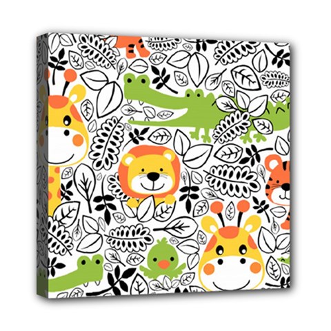 Seamless-pattern-with-wildlife-cartoon Mini Canvas 8  X 8  (stretched) by uniart180623