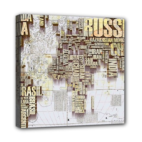 3d Typography World Map Mini Canvas 8  X 8  (stretched) by uniart180623