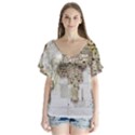 3d Typography World Map V-Neck Flutter Sleeve Top View1
