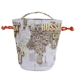 3d Typography World Map Drawstring Bucket Bag by uniart180623