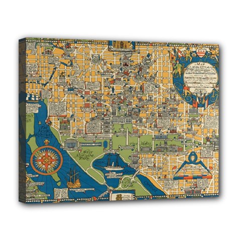 Vintatge Map Of Washington Dc Canvas 14  X 11  (stretched) by uniart180623