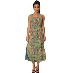 Vintatge Map Of Washington Dc Square Neckline Tiered Midi Dress by uniart180623