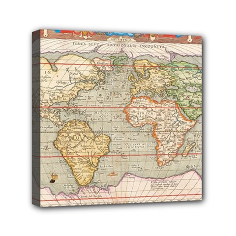 Old World Map Of Continents The Earth Vintage Retro Mini Canvas 6  X 6  (stretched) by uniart180623