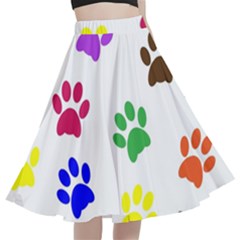 Pawprints-paw-prints-paw-animal A-line Full Circle Midi Skirt With Pocket by uniart180623