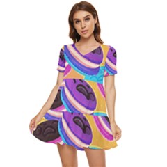 Cookies Chocolate Cookies Sweets Snacks Baked Goods Food Tiered Short Sleeve Babydoll Dress by uniart180623