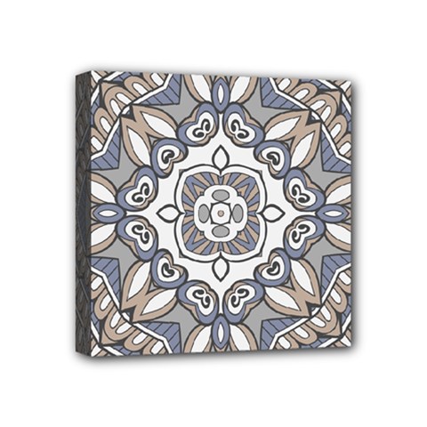 Flower Art Decorative Mandala Pattern Ornamental Mini Canvas 4  X 4  (stretched) by uniart180623