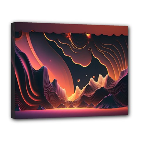 Fire Flame Burn Hot Heat Light Burning Orange Canvas 14  X 11  (stretched) by uniart180623