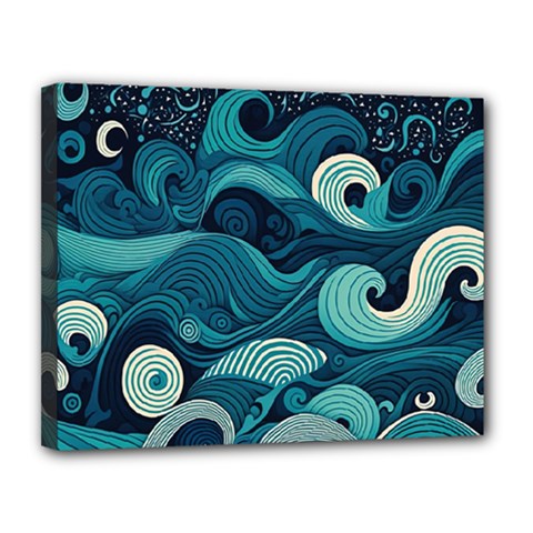 Waves Ocean Sea Abstract Whimsical Abstract Art Canvas 14  X 11  (stretched) by uniart180623