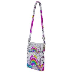 Rainbow Fun Cute Minimal Doodle Drawing Art Multi Function Travel Bag by uniart180623