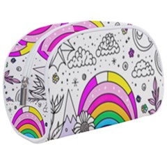Rainbow Fun Cute Minimal Doodle Drawing Art Make Up Case (medium) by uniart180623