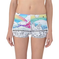 Rainbow Fun Cute Minimal Doodle Drawing Arts Boyleg Bikini Bottoms by uniart180623