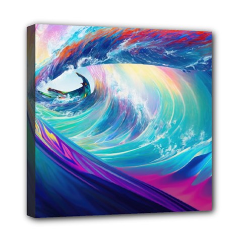 Waves Ocean Sea Tsunami Nautical Nature Water Mini Canvas 8  X 8  (stretched) by uniart180623
