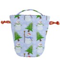 New Year Christmas Snowman Pattern, Drawstring Bucket Bag View1