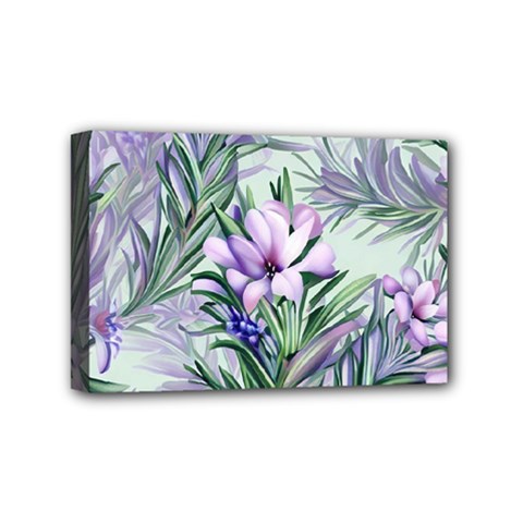 Beautiful Rosemary Floral Pattern Mini Canvas 6  X 4  (stretched) by Ravend
