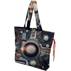 Technology Robot Internet Processor Drawstring Tote Bag by Ravend