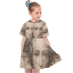 Cyborg Robot Future Drawing Poster Kids  Sailor Dress by Ravend