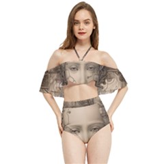 Cyborg Robot Future Drawing Poster Halter Flowy Bikini Set  by Ravend