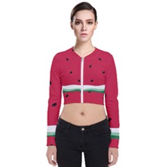 Minimalist Summer Watermelon Wallpaper Long Sleeve Zip Up Bomber Jacket by Ravend