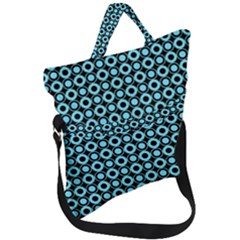 Mazipoodles Blue Donuts Polka Dot Fold Over Handle Tote Bag by Mazipoodles