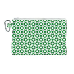 Mazipoodles Green White Donuts Polka Dot  Canvas Cosmetic Bag (large) by Mazipoodles