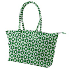 Mazipoodles Green White Donuts Polka Dot  Canvas Shoulder Bag by Mazipoodles