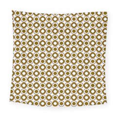 Mazipoodles Olive White Donuts Polka Dot Square Tapestry (large) by Mazipoodles