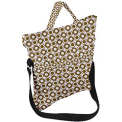 Mazipoodles Olive White Donuts Polka Dot Fold Over Handle Tote Bag by Mazipoodles
