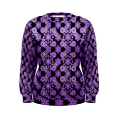 Bitesize Flowers Pearls And Donuts Lilac Black Women s Sweatshirt by Mazipoodles