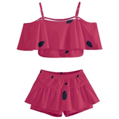 Minimalist Summer Watermelon Wallpaper Kids  Off Shoulder Skirt Bikini by Ravend