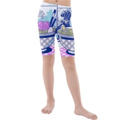 Ramen Kanji Vaporwave Artwork Minimalism Kids  Mid Length Swim Shorts by Bangk1t