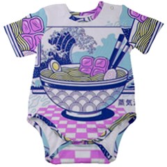 Ramen Kanji Vaporwave Artwork Minimalism Baby Short Sleeve Bodysuit by Bangk1t