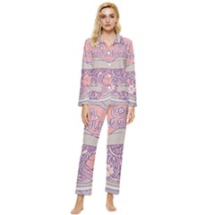 Ramen Kawaii Aesthetic Pink Womens  Long Sleeve Velvet Pocket Pajamas Set by Bangk1t