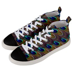 Peacock-feathers-bird-plumage Men s Mid-top Canvas Sneakers by Ravend