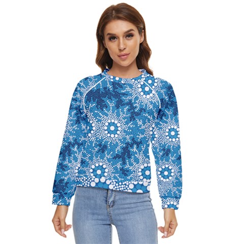 Waterhole Dreaming 90 Hogarth Arts Women s Long Sleeve Raglan Tee by hogartharts