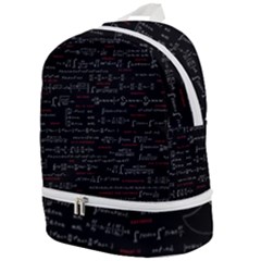 Black Background With Text Overlay Digital Art Mathematics Zip Bottom Backpack by uniart180623