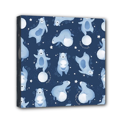 Bear Pattern Patterns Planet Animals Mini Canvas 6  X 6  (stretched) by uniart180623