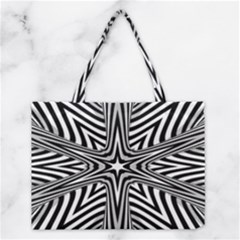 Fractal Star Mandala Black And White Medium Tote Bag by uniart180623