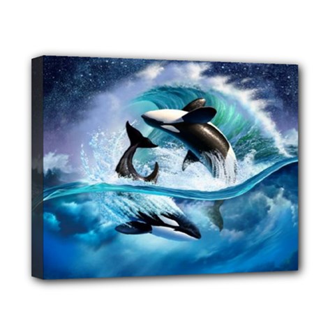 Orca Wave Water Underwater Sky Canvas 10  X 8  (stretched) by uniart180623