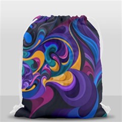 Colorful Waves Abstract Waves Curves Art Abstract Material Material Design Drawstring Bag (small) by uniart180623