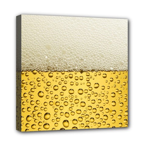 Texture Pattern Macro Glass Of Beer Foam White Yellow Art Mini Canvas 8  X 8  (stretched) by uniart180623