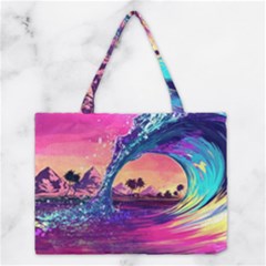 Retro Wave Ocean Medium Tote Bag by uniart180623