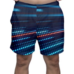 Orange Blue Dot Dots Lines Abstract Digital Art Men s Shorts by uniart180623