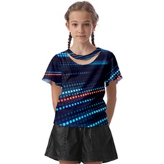 Orange Blue Dot Dots Lines Abstract Digital Art Kids  Front Cut Tee by uniart180623