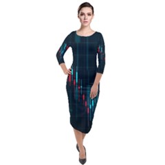 Flag Patterns On Forex Charts Quarter Sleeve Midi Velour Bodycon Dress by uniart180623