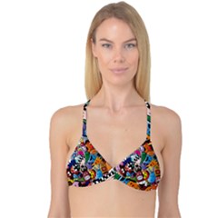 Cartoon Explosion Cartoon Characters Funny Reversible Tri Bikini Top by uniart180623