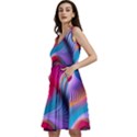 Colorful 3d Waves Creative Wave Waves Wavy Background Texture Sleeveless V-neck skater dress with Pockets View2