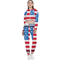 United Of America Usa Flag Cropped Zip Up Lounge Set by Celenk