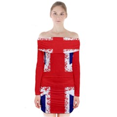 Union Jack London Flag Uk Long Sleeve Off Shoulder Dress by Celenk